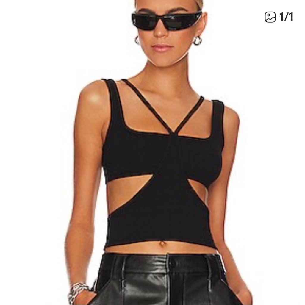 Weworewhat Black Strappy Cutout Crop Top